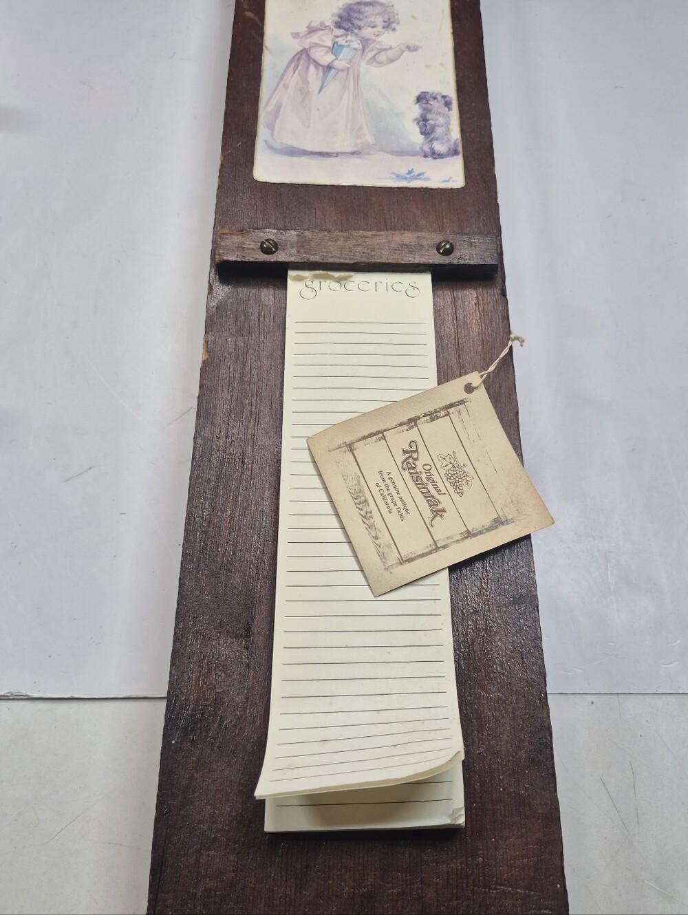 Vintage Raisinrak Wooden Plank Sign/Memo Holder Antique